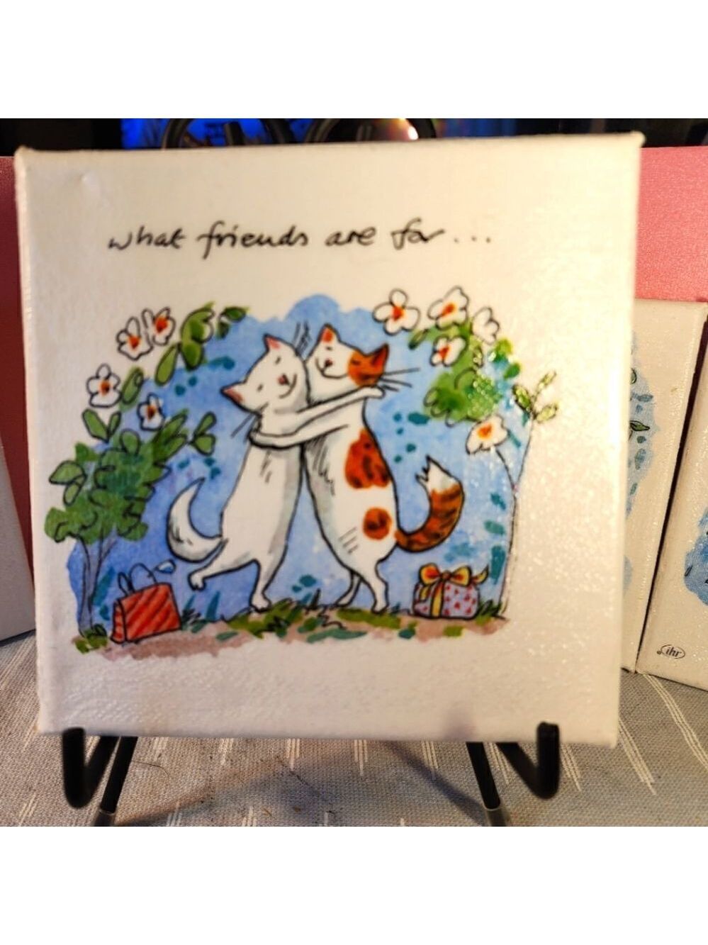 DECOUPAGE CANVAS PRINTS WHAT ARE FRIENDS FOR 4 PIECE SET